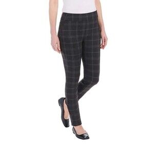 Dalia Pull-On Pants Womens small plaid Tummy Control  Slim Strech Office